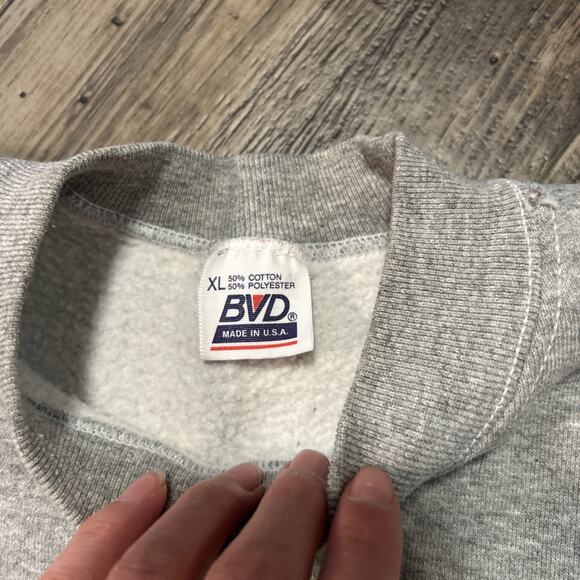90’s VTG BVD Crewneck Pullover Sweatshirt Gray XL CO Made in USA Fire Protection - Picture 3 of 4